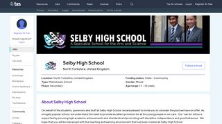 Selby High School - Tes Jobs