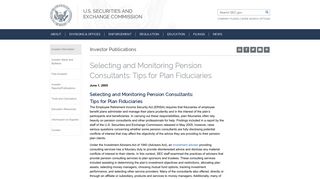 Selecting and Monitoring Pension Consultants: Tips for Plan - SEC.gov