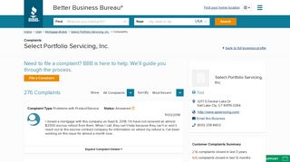 Select Portfolio Servicing, Inc. | Complaints | Better Business Bureau ...