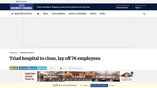 Select Medical Corp. to close hospital in Winston-Salem, lay off 76 ...