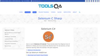 Selenium C# Tutorial for Beginners | Learn Selenium C# - ToolsQA
