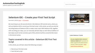 Selenium IDE - Create your First Test Script - AutomationTestingHub