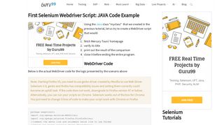 First Selenium Webdriver Script: JAVA Code Example - Guru99