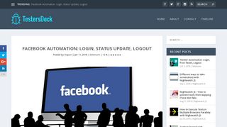 Facebook Automation: Login, Status Update, Logout - TestersDock