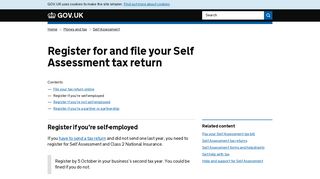 Register for and file your Self Assessment tax return: Register if you're ...