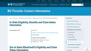 NC Provider Contact Information | Blue Cross and Blue Shield of North ...