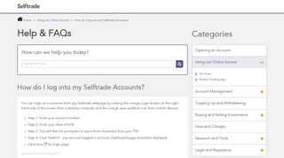 How do I log into my Selftrade Accounts? | Help & FAQs | Selftrade