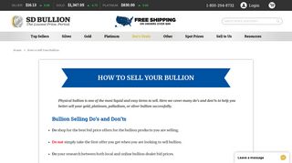 How to Sell Your Gold & Silver Bullion - SD Bullion