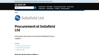 Procurement at Sellafield Ltd - Sellafield Ltd - GOV.UK