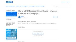 I have a UK / European Seller Central - why does it lead me to a .com ...