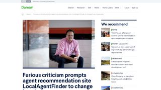 Furious criticism prompts agent recommendation site ... - Domain