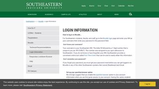 Login Information - Southeastern Louisiana University