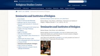 Seminaries and Institutes of Religion | Religious Studies Center