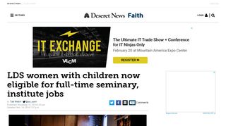 LDS women with children now eligible for full-time seminary, institute ...