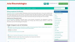 Rheumatoid Arthritis | List of High Impact Articles | PPts | Journals ...