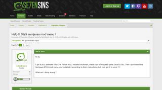 Help !!! Gta5 semjases mod menu !! | Se7enSins Gaming Community