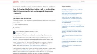 Search Engine Marketing: Is there a free tool online like SEMrush ...