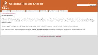 ONLINE TIMESHEETS - Occasional Teachers & Casual Admin - OTAIS