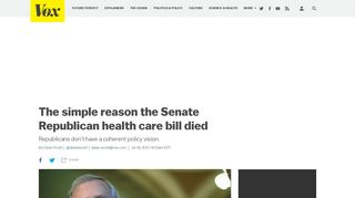 The simple reason the Senate Republican health care bill died - Vox