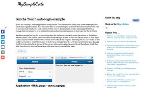 Sencha Touch auto login example - MySampleCode