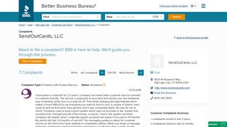 SendOutCards, LLC | Complaints | Better Business Bureau® Profile