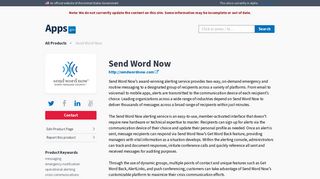 Send Word Now | Apps.Gov