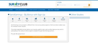 SendEarnings - $5 Bonus with Sign Up - Survey Club
