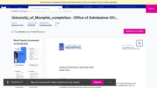 University_of_Memphis_completion - Office of Admissions 101 John ...