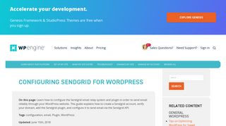 Configuring Sendgrid for WordPress | WP Engine®