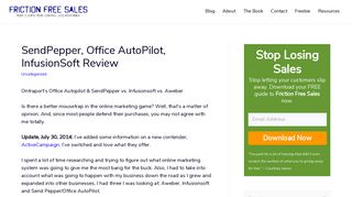 Send Pepper, Office AutoPilot, InfusionSoft Review | Friction Free Sales