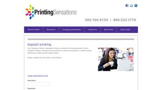 Printing Sensations : Client Login : Request a Portal