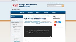 NBS Policies and Procedures | Georgia Department of Public Health