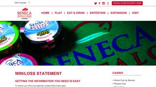 Win/Loss Statement - Seneca Buffalo Creek Casino