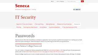 Passwords - Seneca College