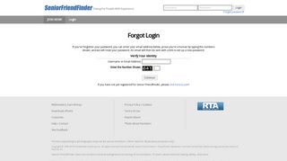 Senior FriendFinder - Forgot Login