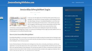 SeniorBlackPeopleMeet login - Senior Dating Sites