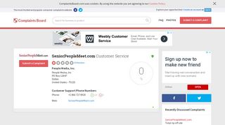 SeniorPeopleMeet.com Customer Service, Complaints and Reviews