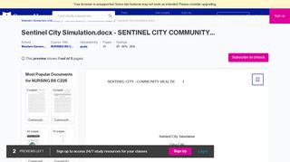 Sentinel City Simulation.docx - SENTINEL CITY COMMUNITY ...