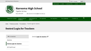 Sentral Login for Teachers - Narooma High School