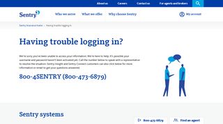 Sentry Insurance | having trouble logging in