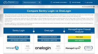Sentry Login vs OneLogin 2019 Comparison | FinancesOnline