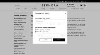 Customer Service - Registration & Sign In | Sephora