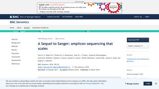 A Sequel to Sanger: amplicon sequencing that scales - BMC Genomics