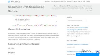 Sequetech DNA Sequencing Service - Nucleics