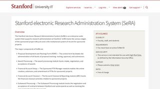 Stanford electronic Research Administration System (SeRA ...