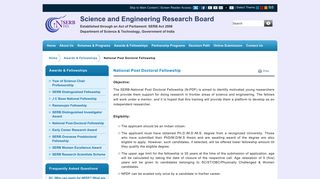 National Post Doctoral Fellowship: Science and Engineering ... - SERB