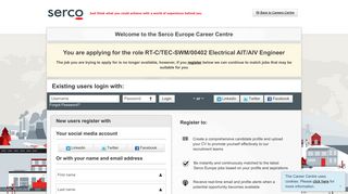 Welcome to the Serco Europe Career Center - Register or Login