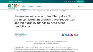 Atrium Innovations acquired Seroyal - a North American leader in ...