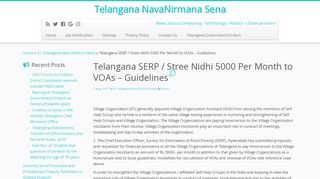 Telangana SERP / Stree Nidhi 5000 Per Month to VOAs - Guidelines