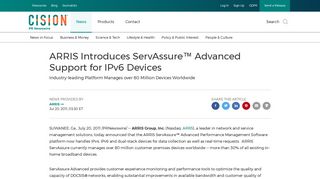 ARRIS Introduces ServAssure™ Advanced Support for IPv6 Devices